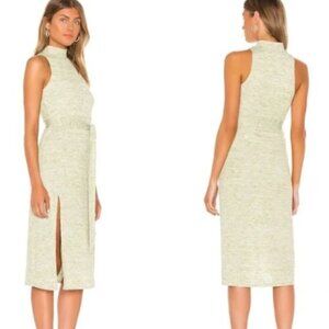 Song of Style Berna Midi Dress Ribbed Stretch Green Marled w/ Belt Size Small